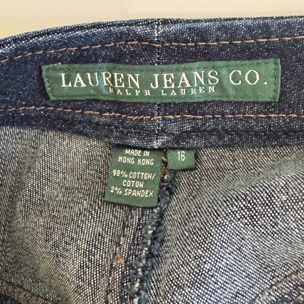 Lauren Jeans Co Ralph Lauren Jeans Dark Blue Straight Leg Denim Trousers Size 16 - Picture 4 of 10